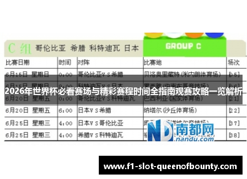 2026年世界杯必看赛场与精彩赛程时间全指南观赛攻略一览解析